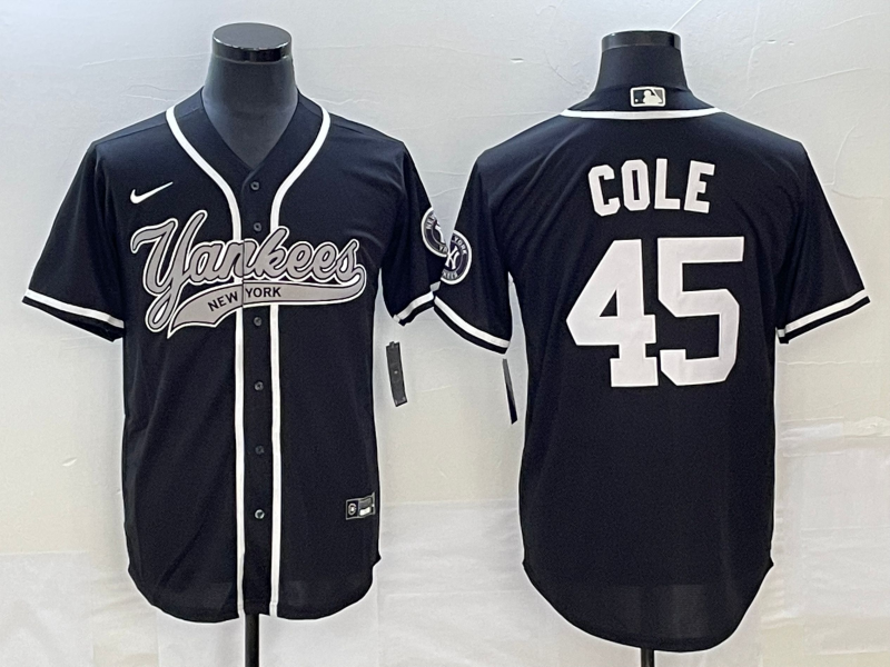 Men's New York Yankees Gerrit Cole #45 Black Jersey Joint Edition